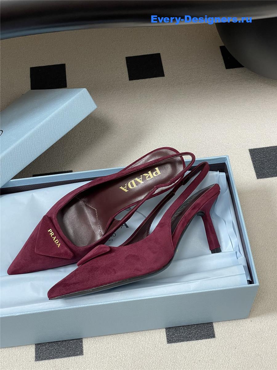 Pra*a burgundy suede slingback pumps