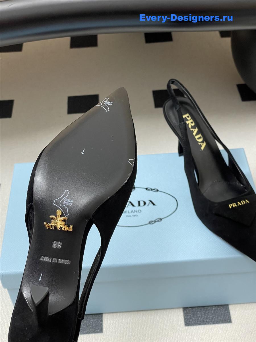 Pra*a black suede slingback pumps