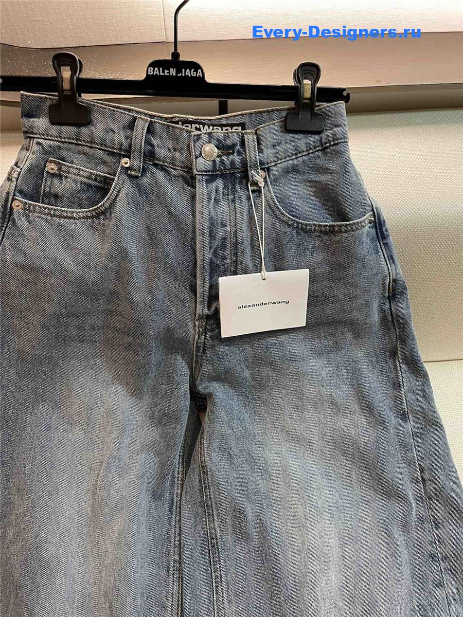 Alexandr Wang Rhinestone Lettering Wide-leg Jeans