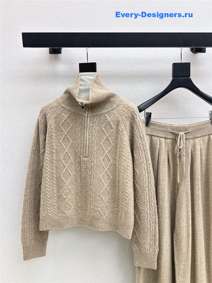 Max Mara Beige Turtleneck Sweater Set