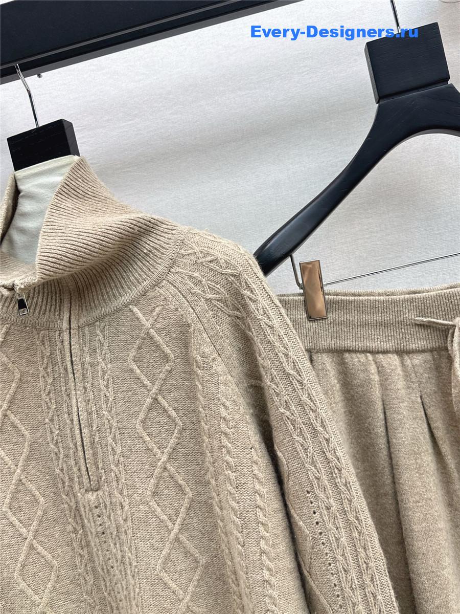 Max Mara Beige Turtleneck Sweater Set