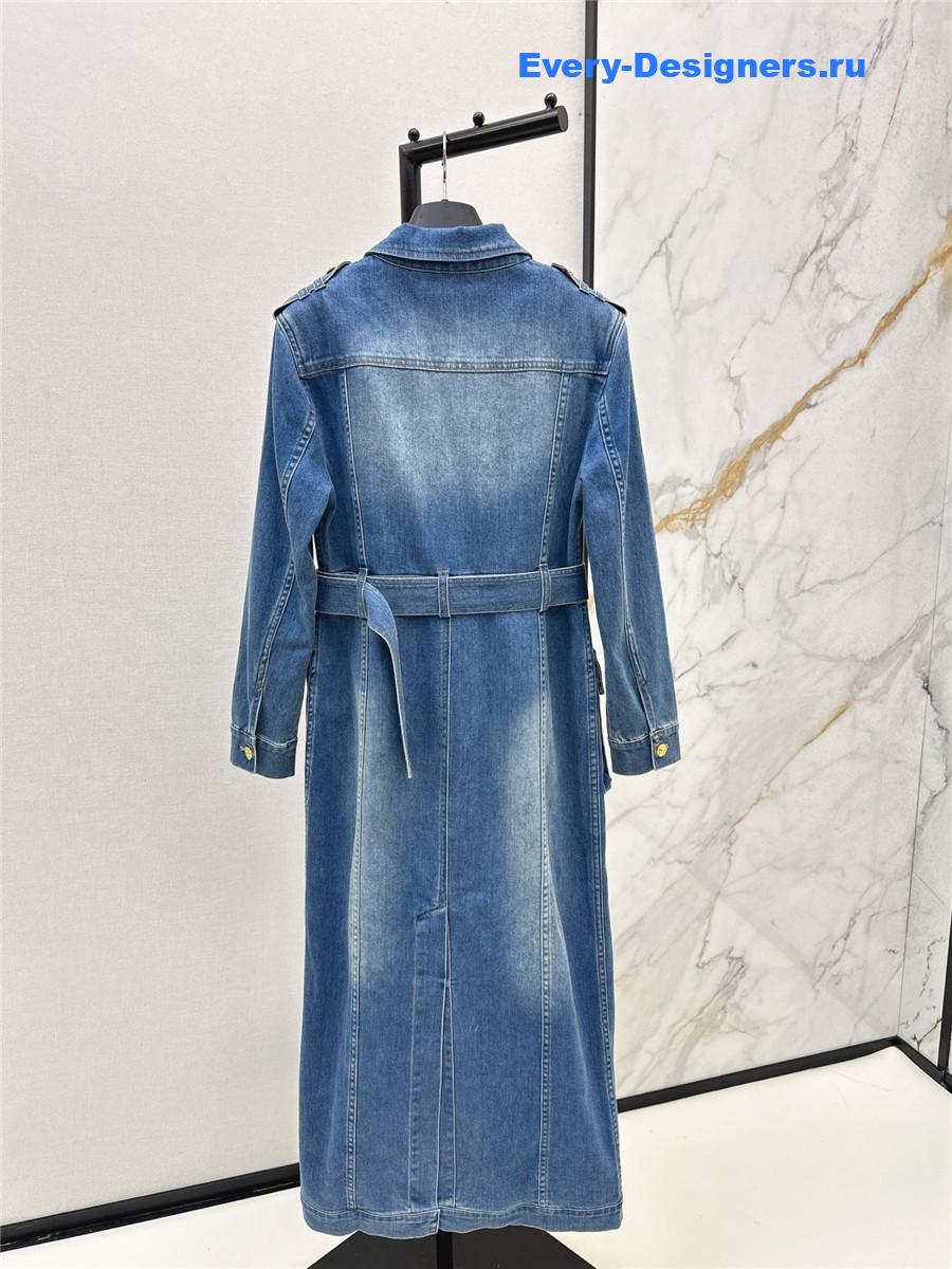 Balmain Long-Sleeve V-Neck Flared Knit Dress