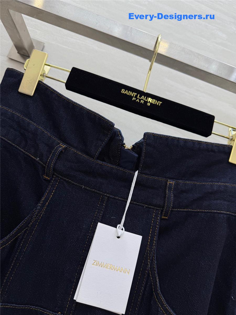 Zimm Navy Denim Tie Neck Shirt