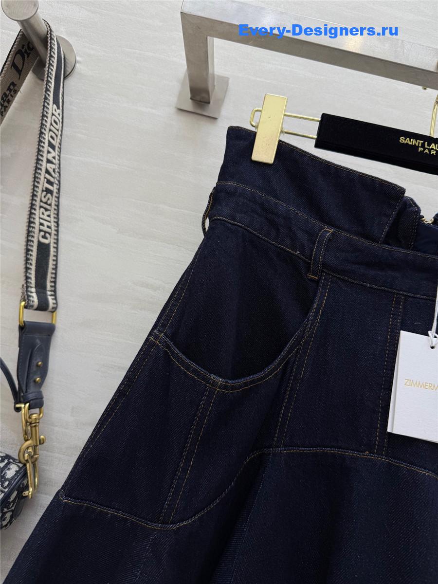 Zimm Navy Denim Tie Neck Shirt