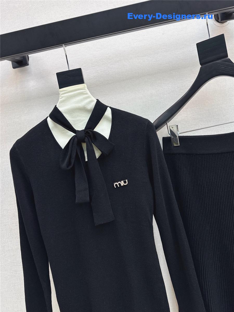 Miu Miu Black Knitted Skirt Set