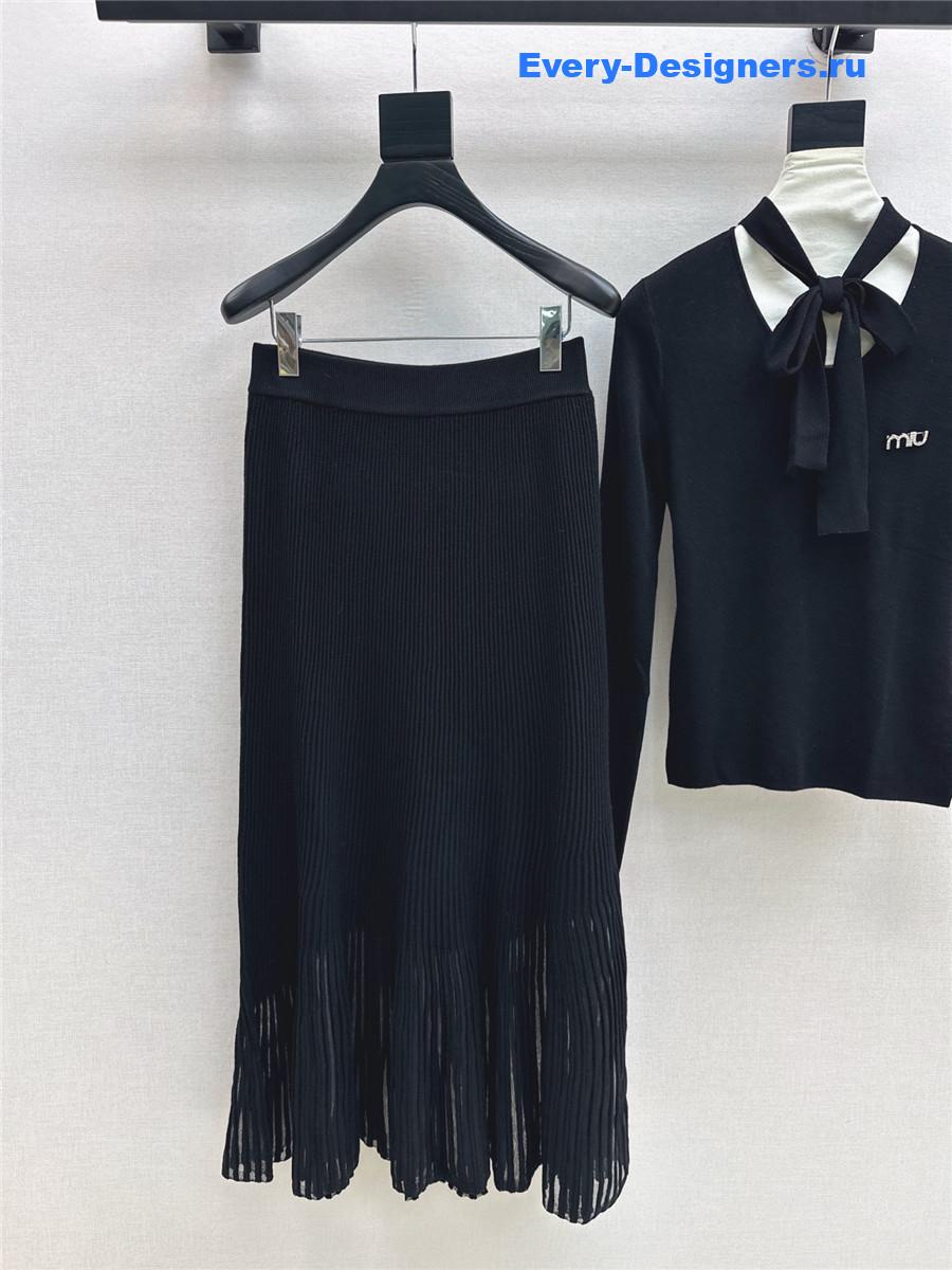 Miu Miu Black Knitted Skirt Set