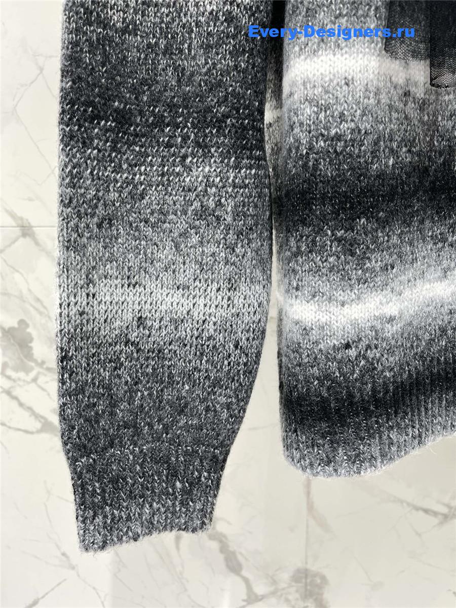 Ch**el black white striped bow sweater