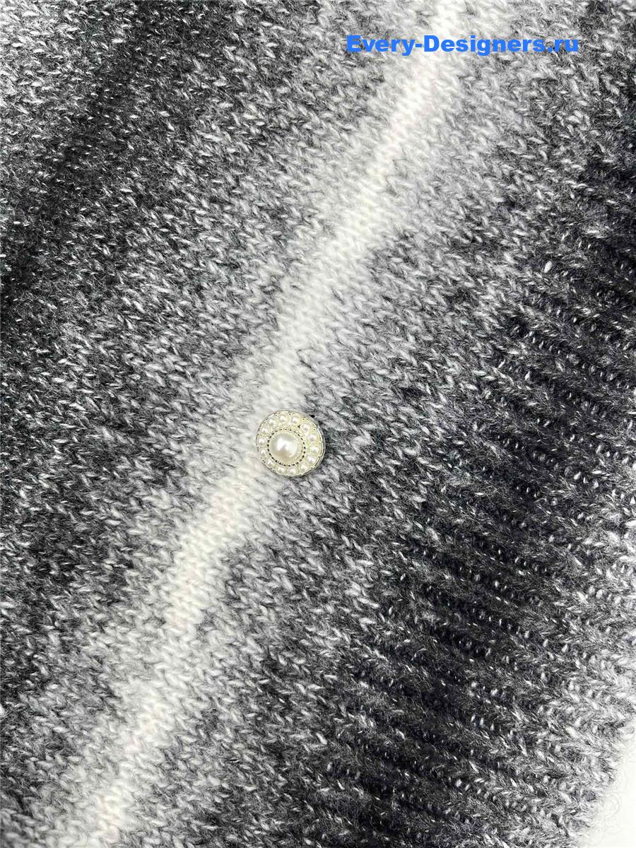 Ch**el black white striped bow sweater