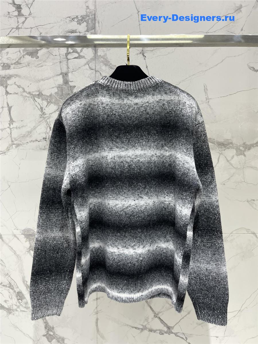 Ch**el black white striped bow sweater