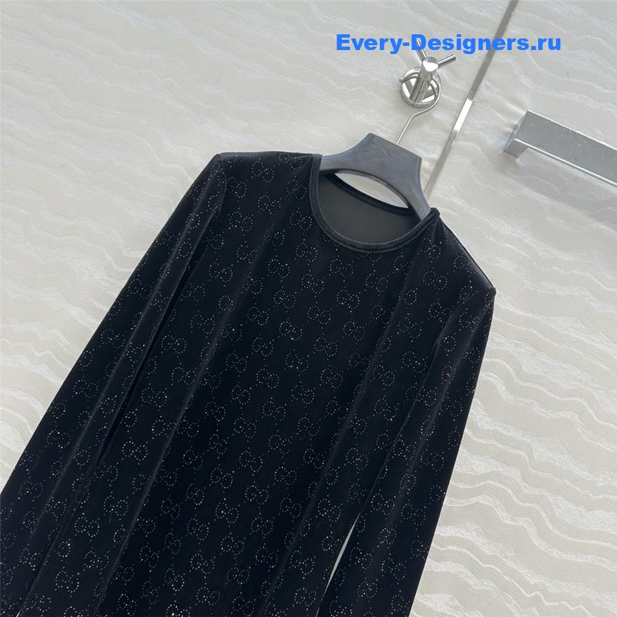 Gvc*1 gg crystal embroidered velvet dress