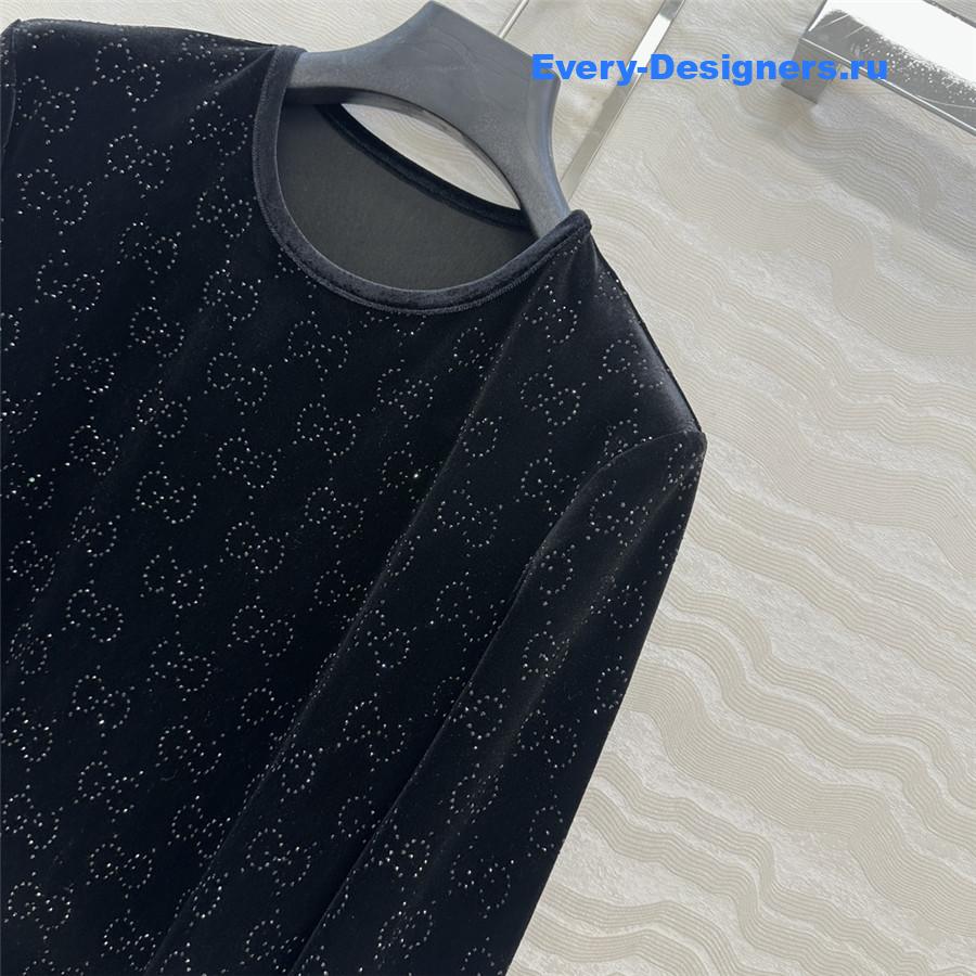 Gvc*1 gg crystal embroidered velvet dress