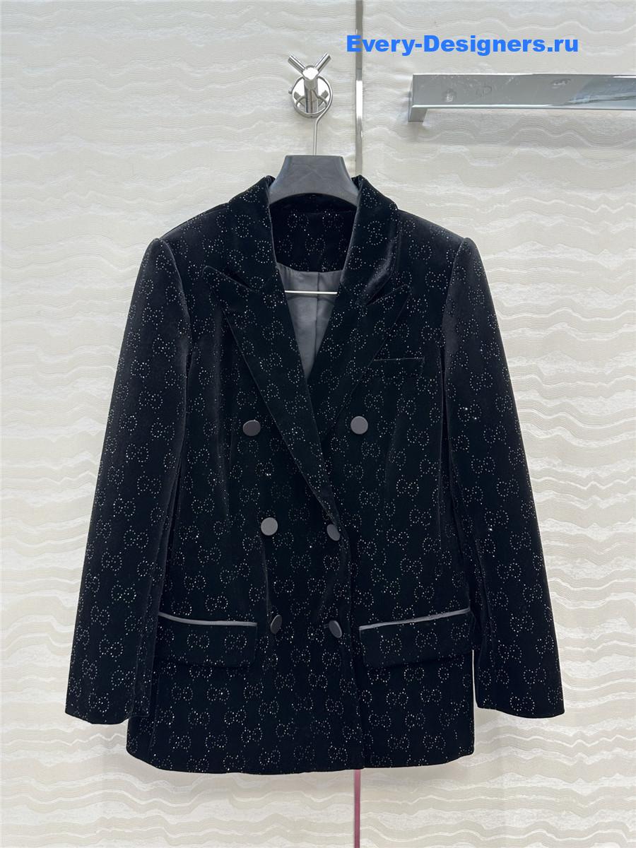 Gvc*1 gg crystal embroidered velvet blazer