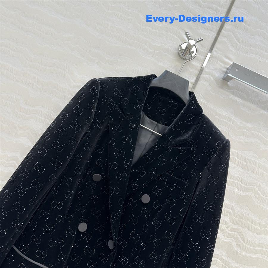 Gvc*1 gg crystal embroidered velvet blazer