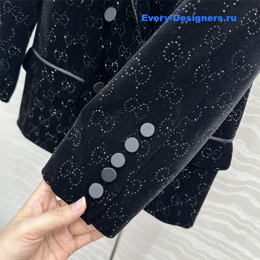 Gvc*1 gg crystal embroidered velvet blazer