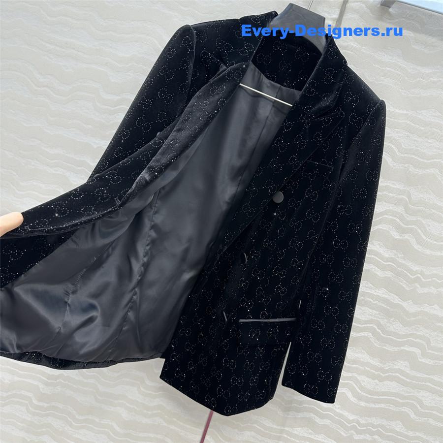 Gvc*1 gg crystal embroidered velvet blazer