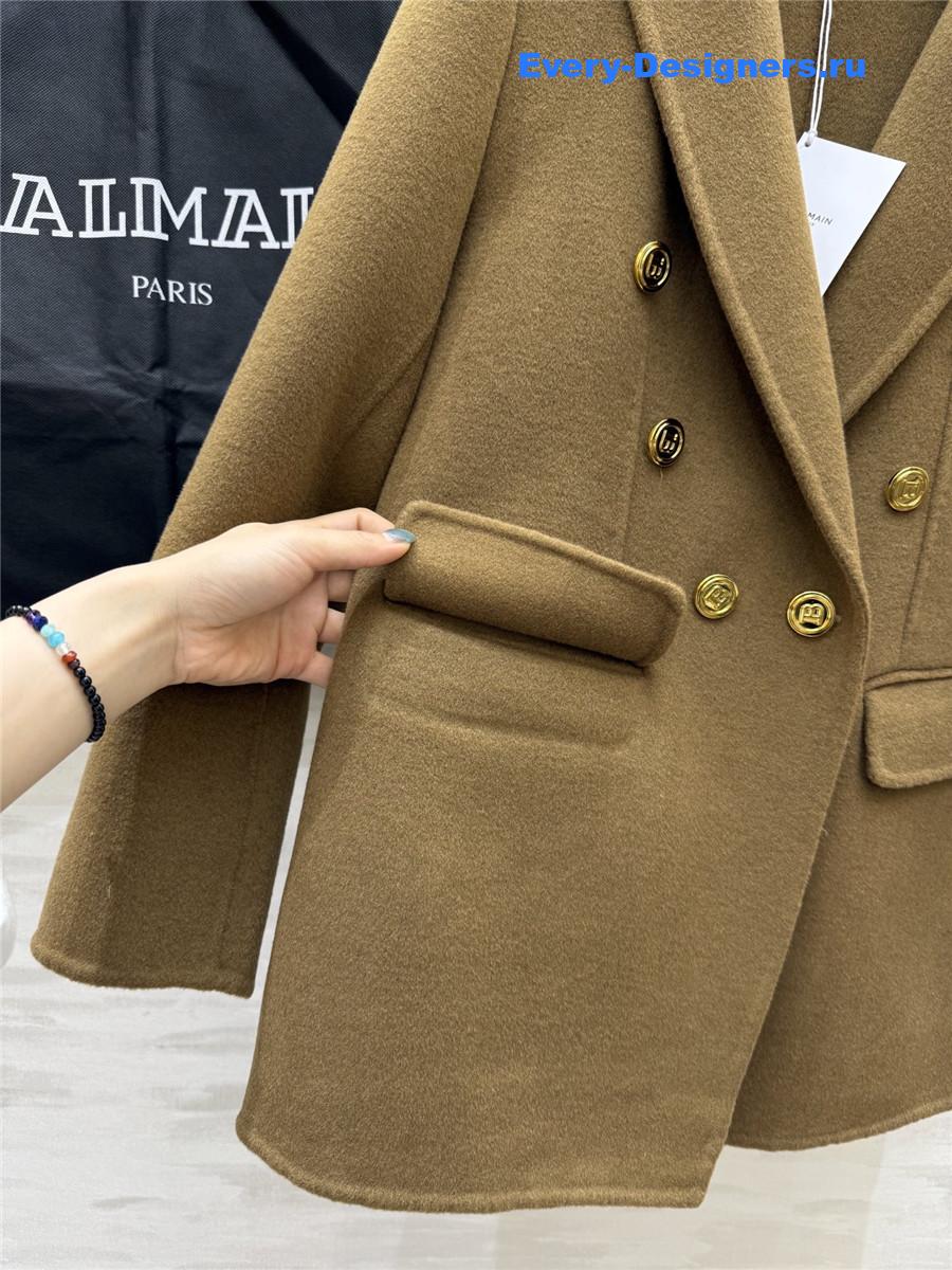 Balmain Camel Wool Suit Coat