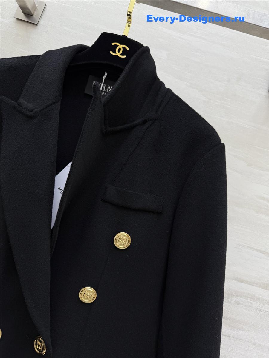 Balmain Black Wool Suit Coat