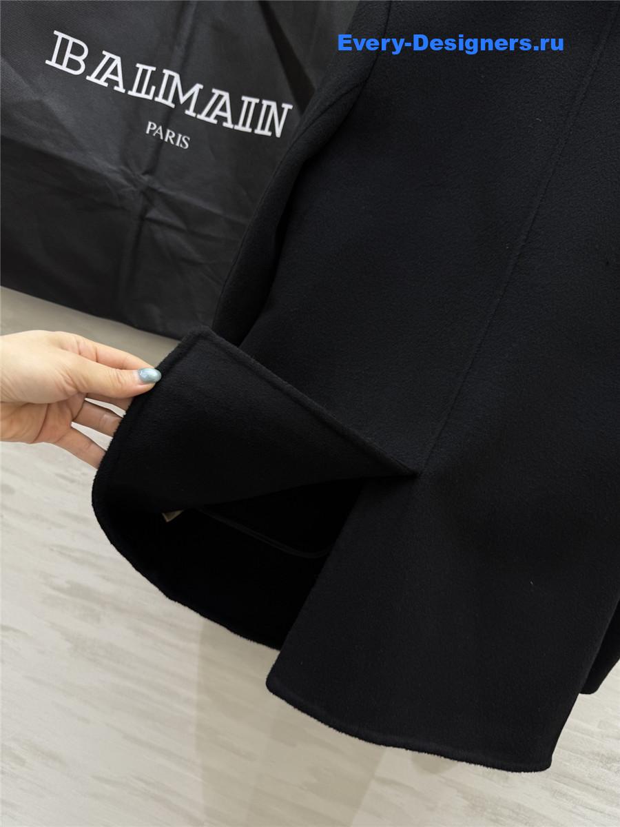 Balmain Black Wool Suit Coat