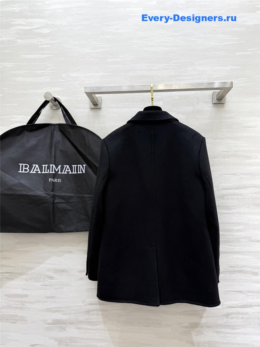 Balmain Black Wool Suit Coat