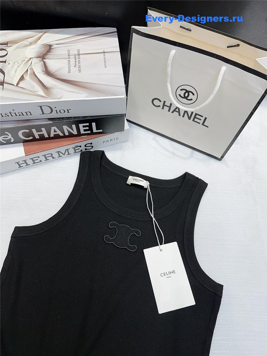 Ce1i*e black embroidered logo sleeveless vest