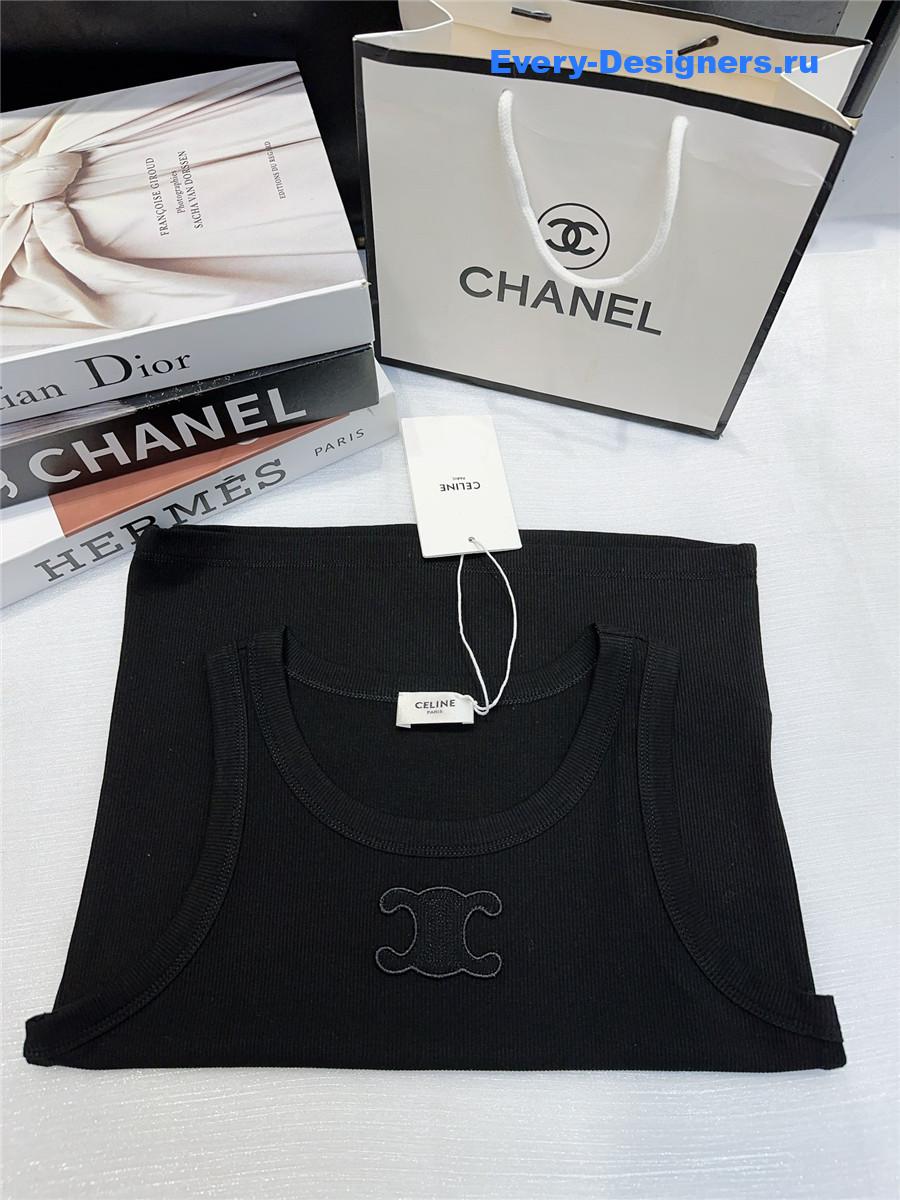 Ce1i*e black embroidered logo sleeveless vest