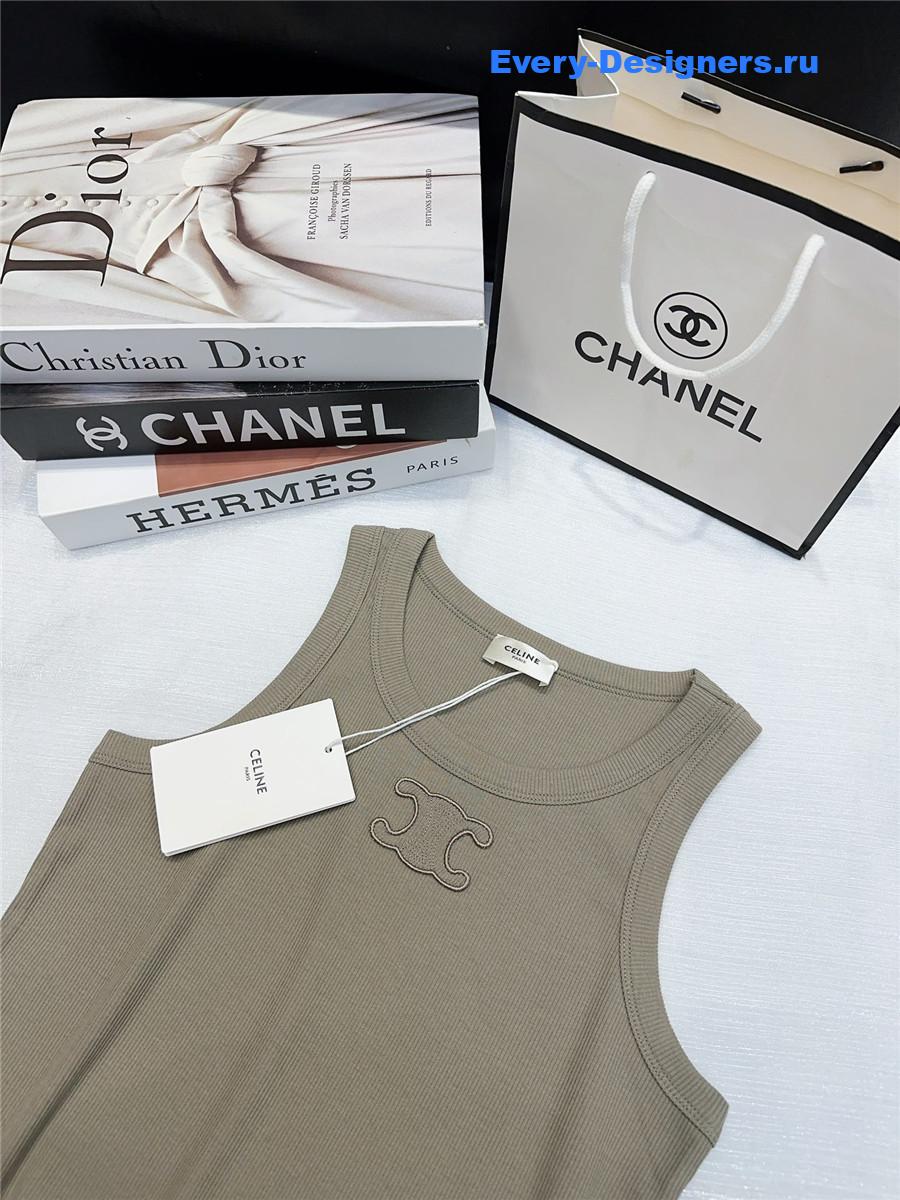 Ce1i*e green embroidered logo sleeveless vest