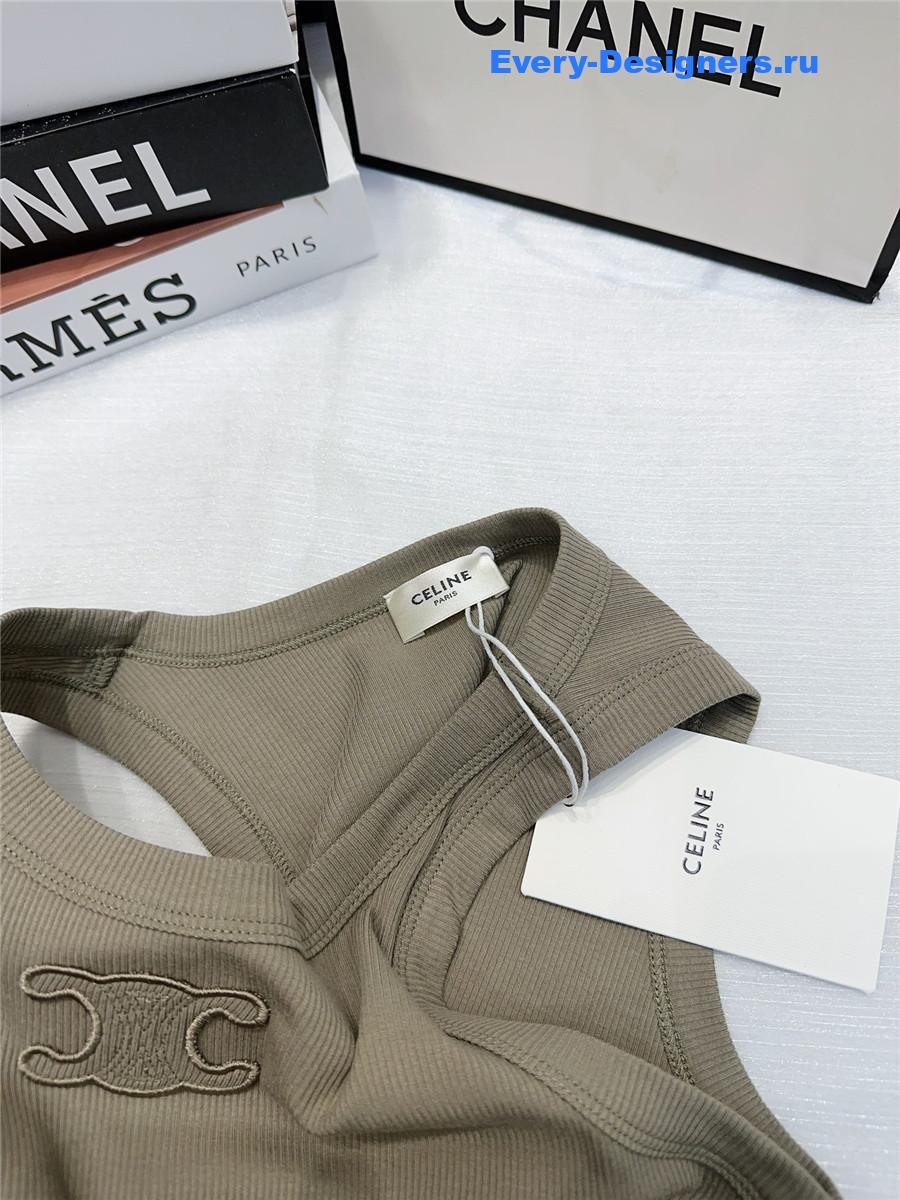 Ce1i*e green embroidered logo sleeveless vest