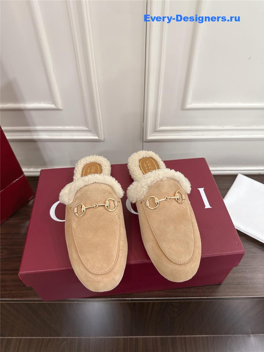Gvc*1 horsebit wool beige mules