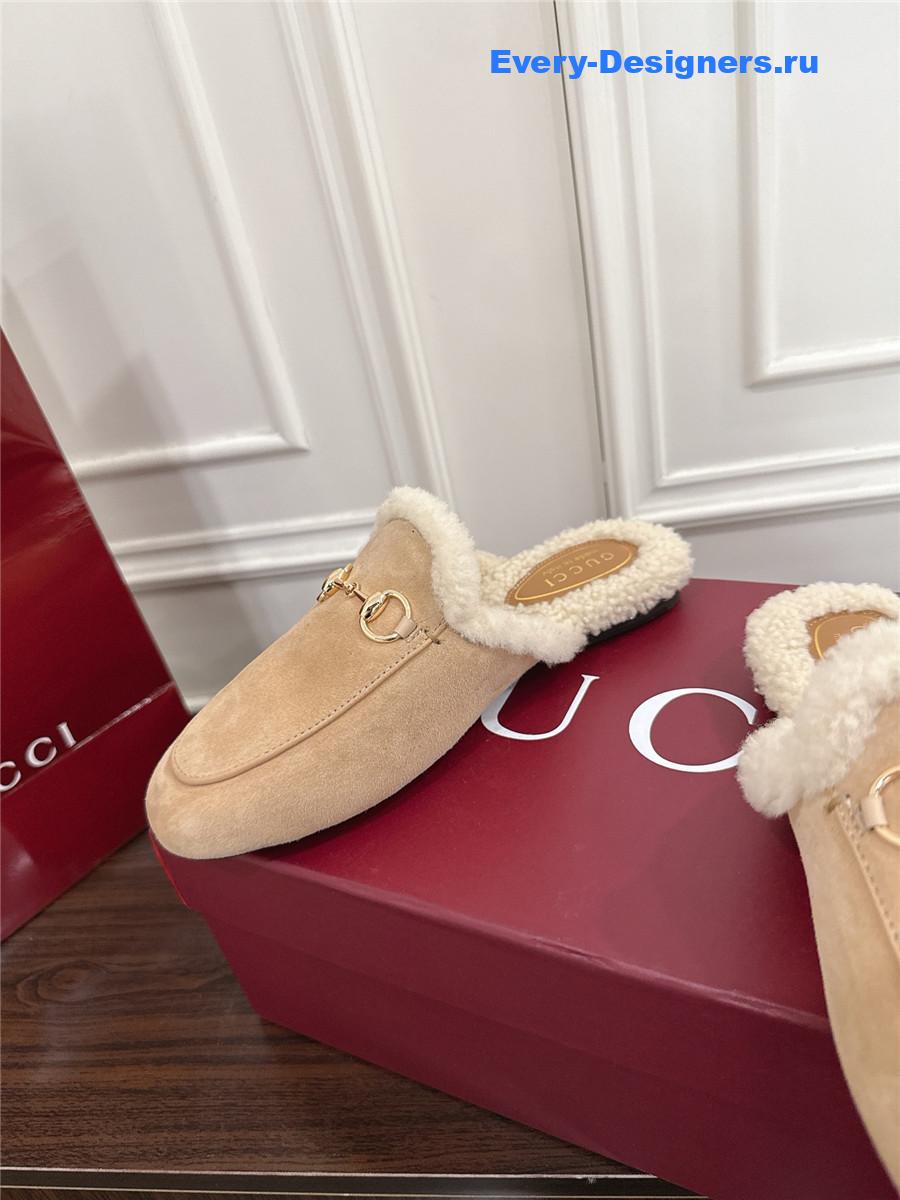 Gvc*1 horsebit wool beige mules