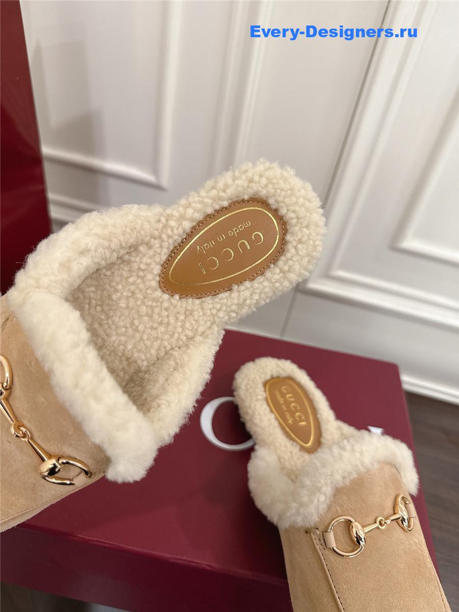 Gvc*1 horsebit wool beige mules