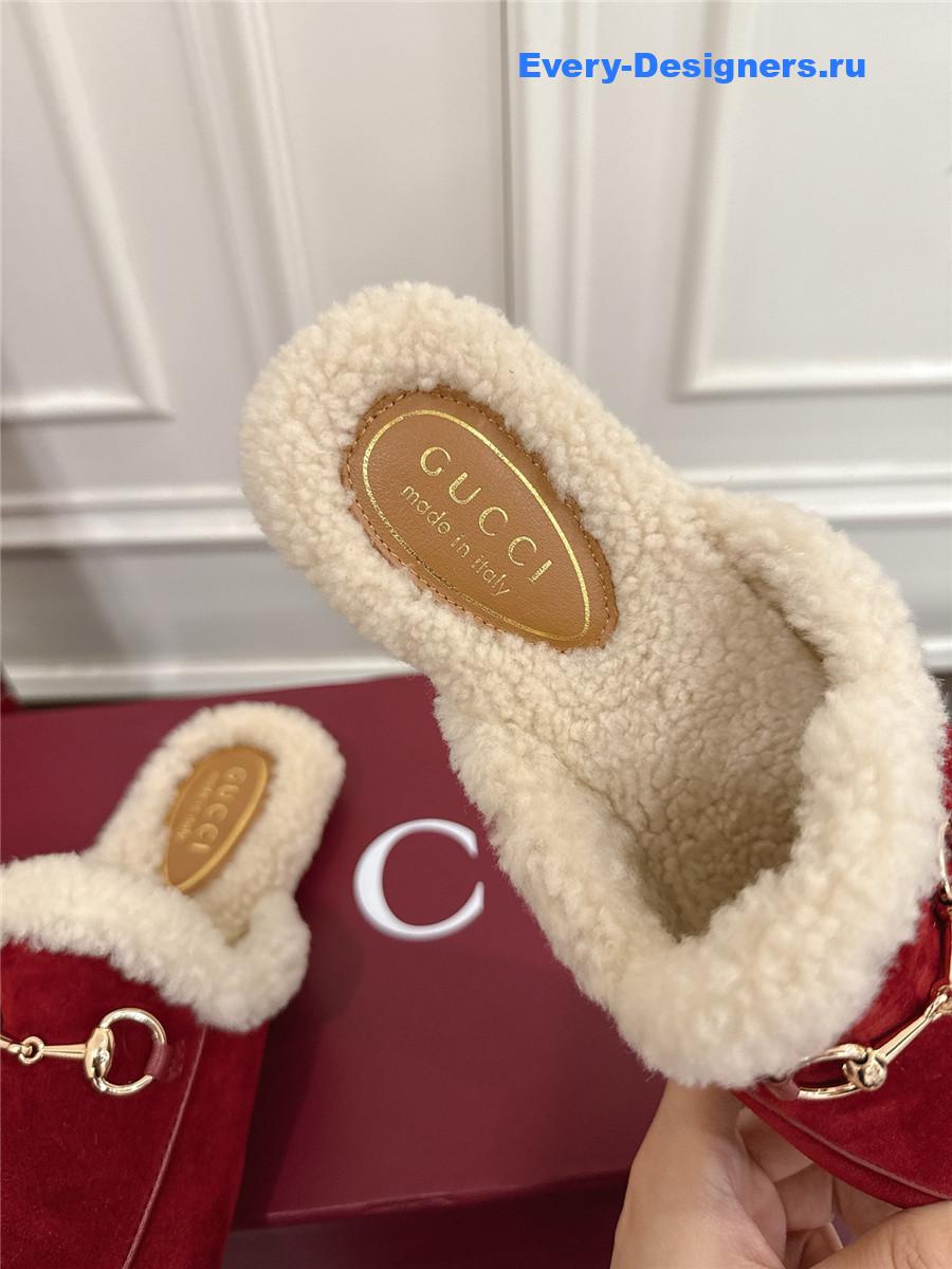 Gvc*1 horsebit wool red mules