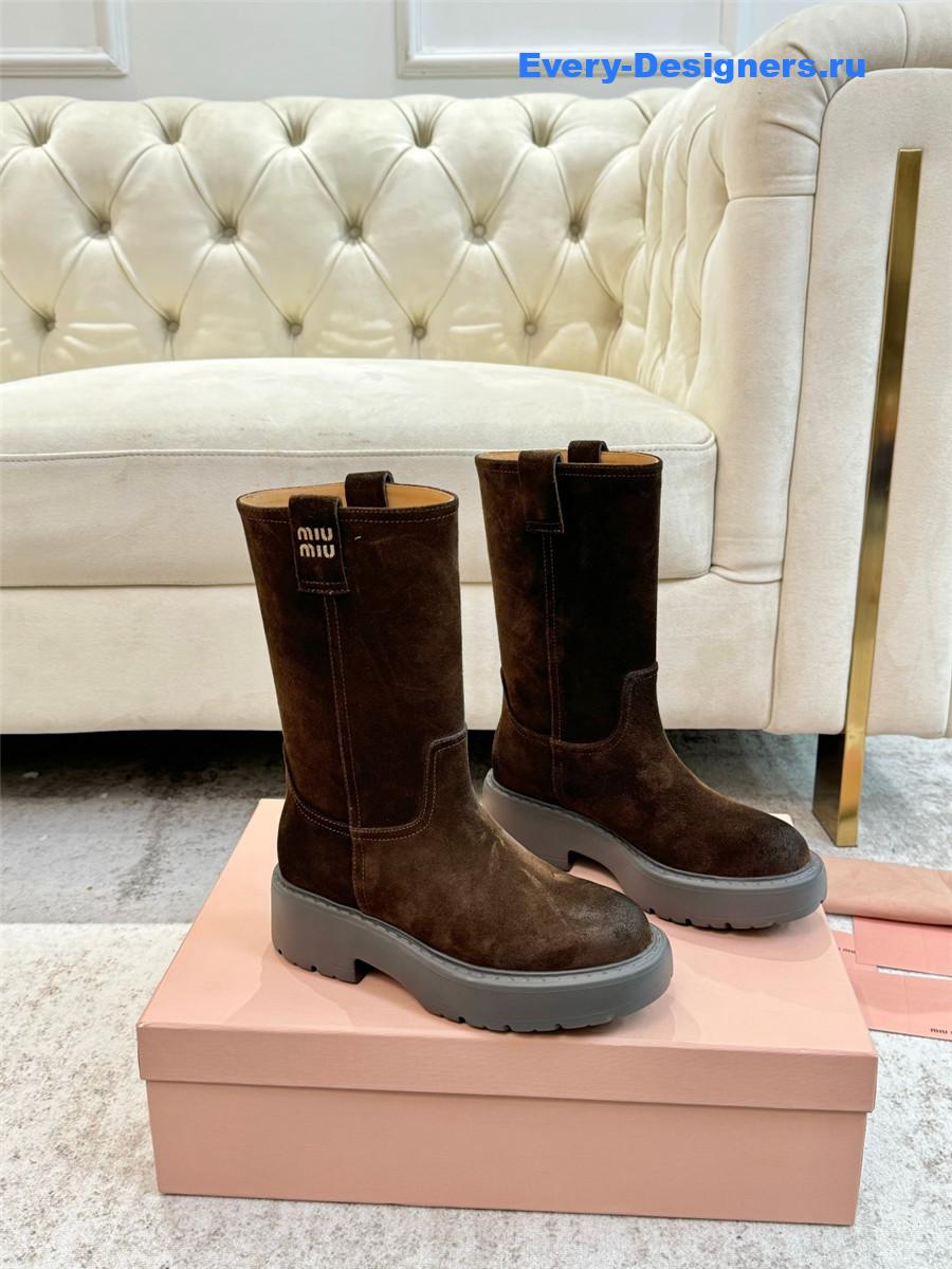 Miu Miu Dark Brown Suede Boots