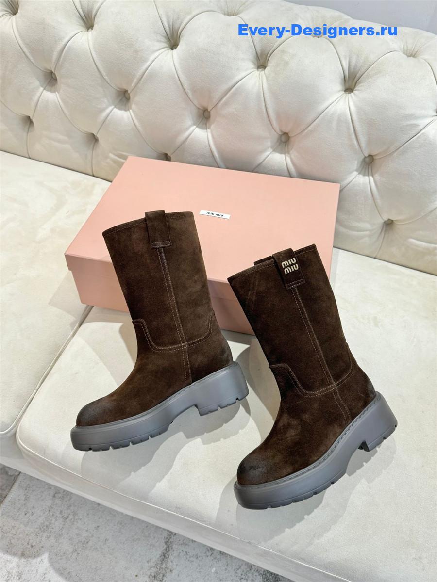 Miu Miu Dark Brown Suede Boots