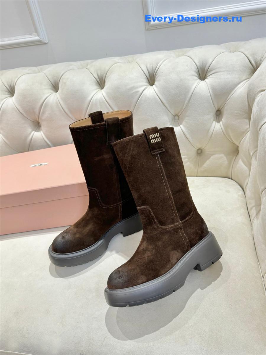 Miu Miu Dark Brown Suede Boots