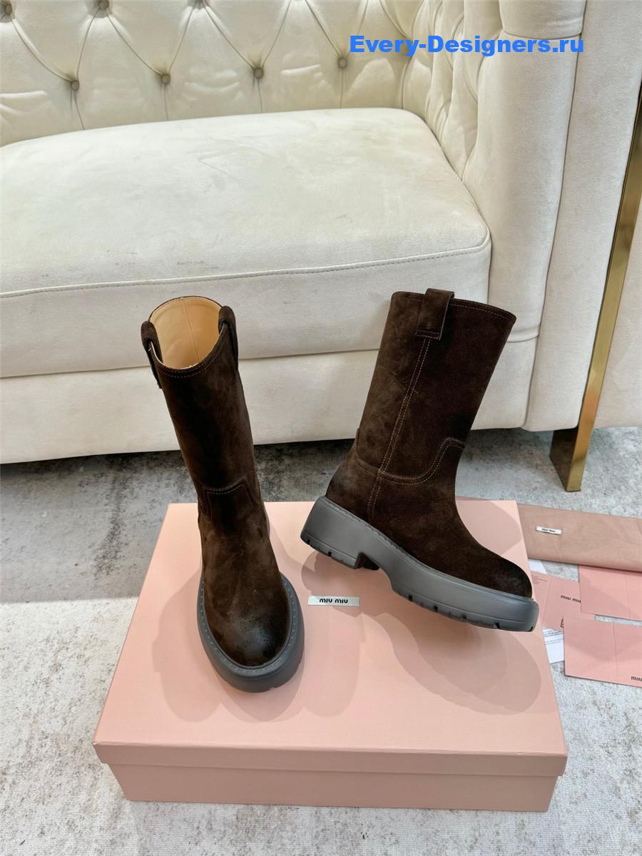 Miu Miu Dark Brown Suede Boots