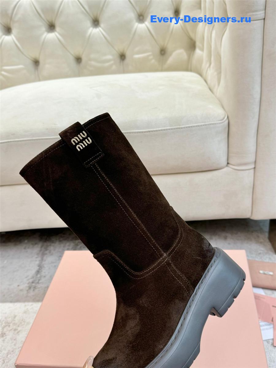 Miu Miu Dark Brown Suede Boots