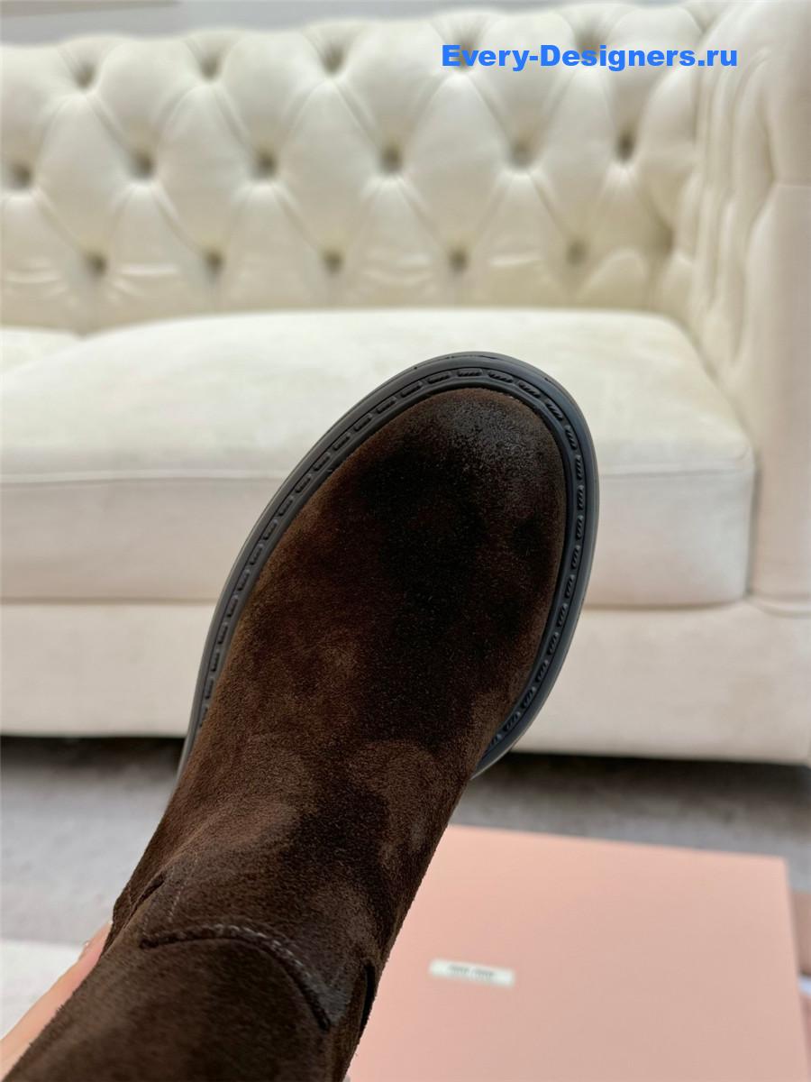 Miu Miu Dark Brown Suede Boots