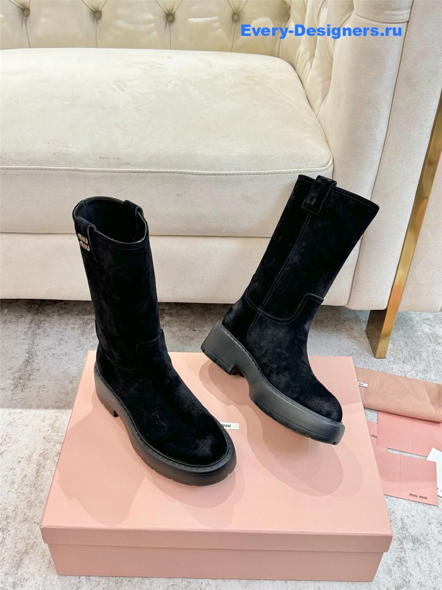Miu Miu Black Suede Boots
