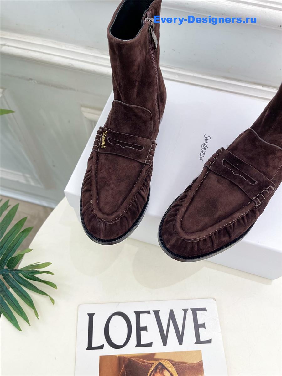 Sa1nt Lau*nt dark brown suede ankle boots