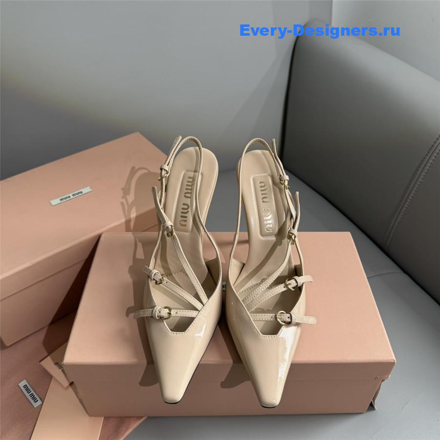 Miu Miu Patent Leather Buckles Slingbacks
