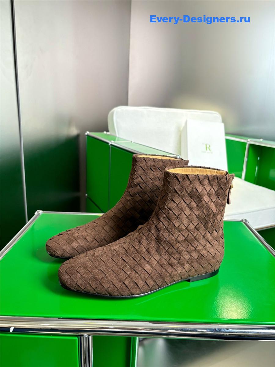b0tt*ga Ven*ta dark brown atomic intrecciato leather ankle boots