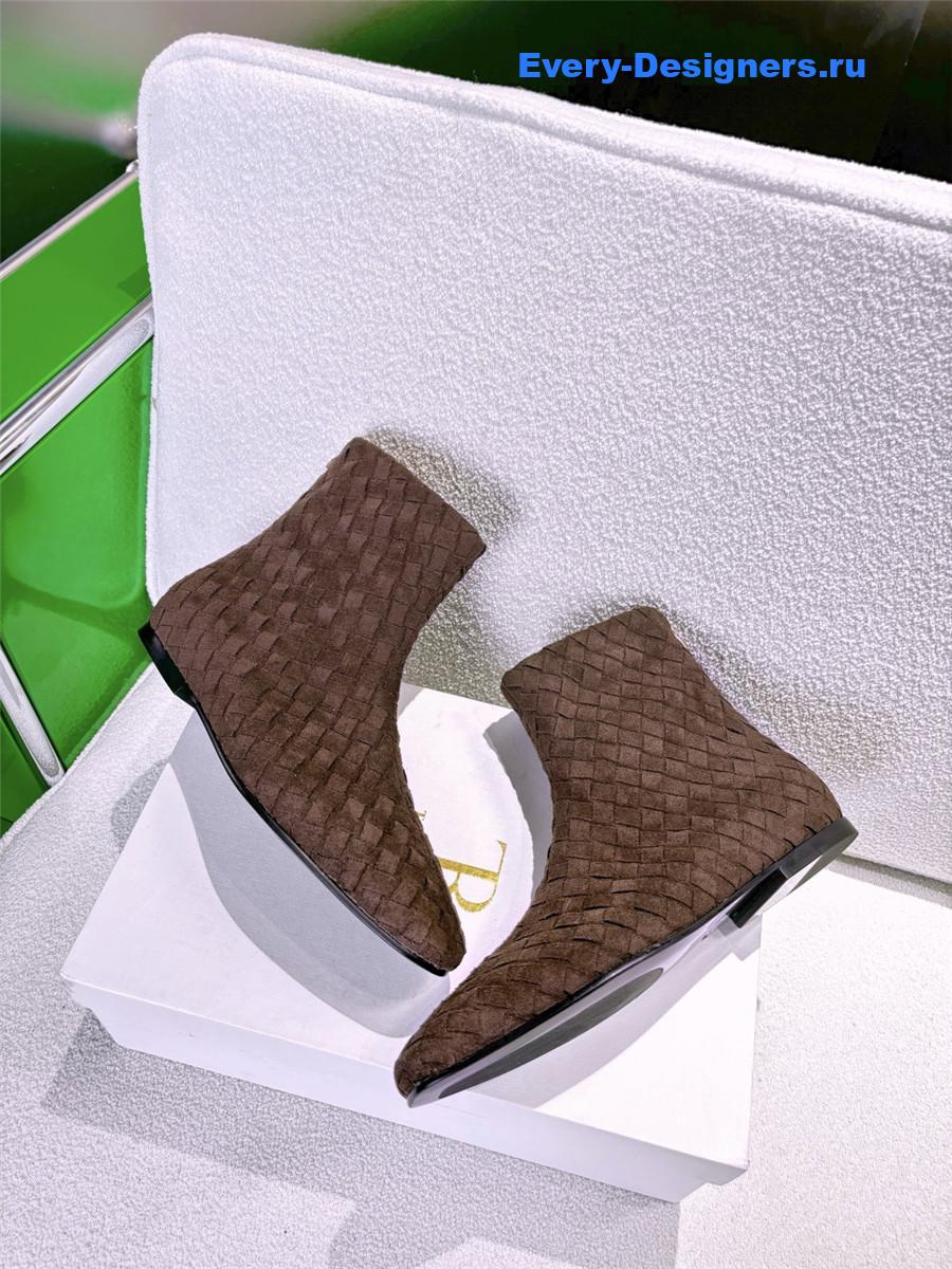 b0tt*ga Ven*ta dark brown atomic intrecciato leather ankle boots