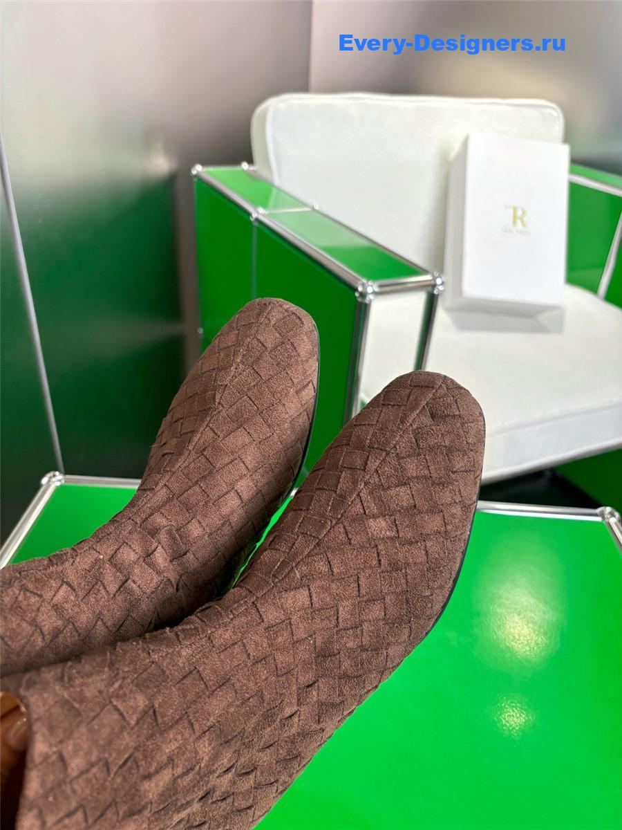 b0tt*ga Ven*ta dark brown atomic intrecciato leather ankle boots