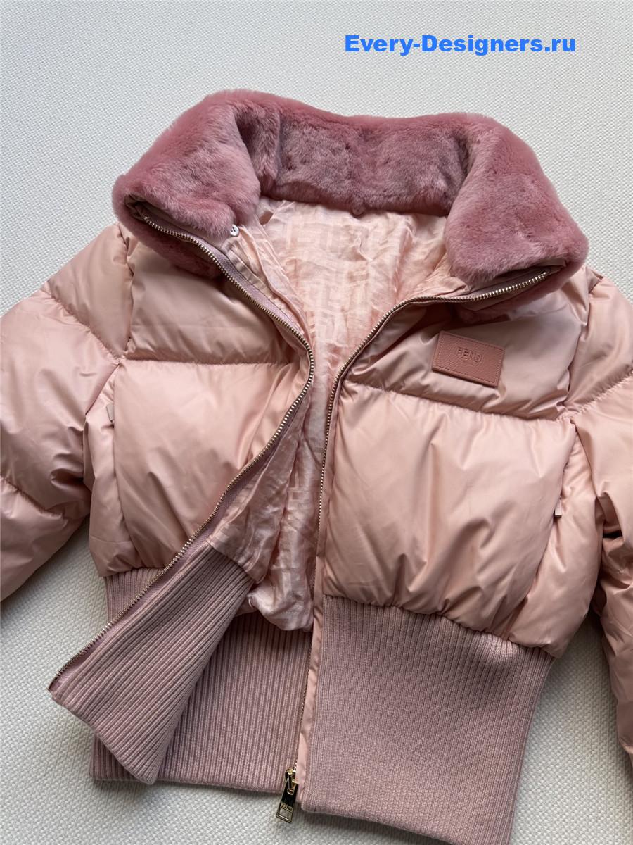 F**di pink technical fabric down jacket