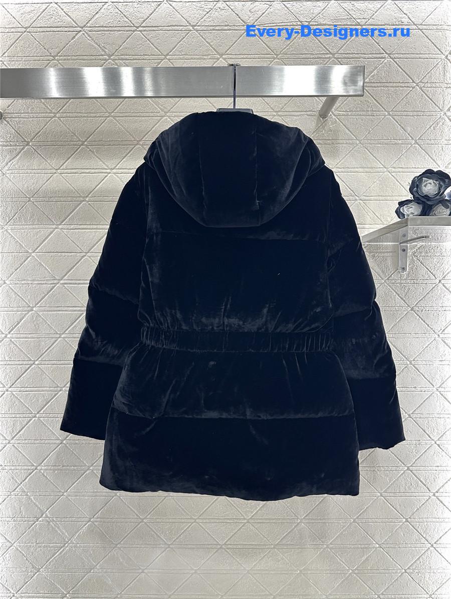 Pra*a navy velvet down jacket