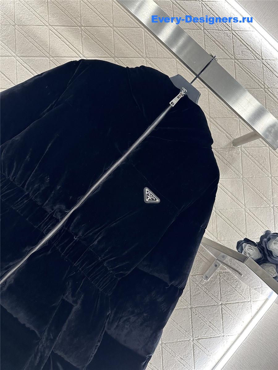 Pra*a navy velvet down jacket