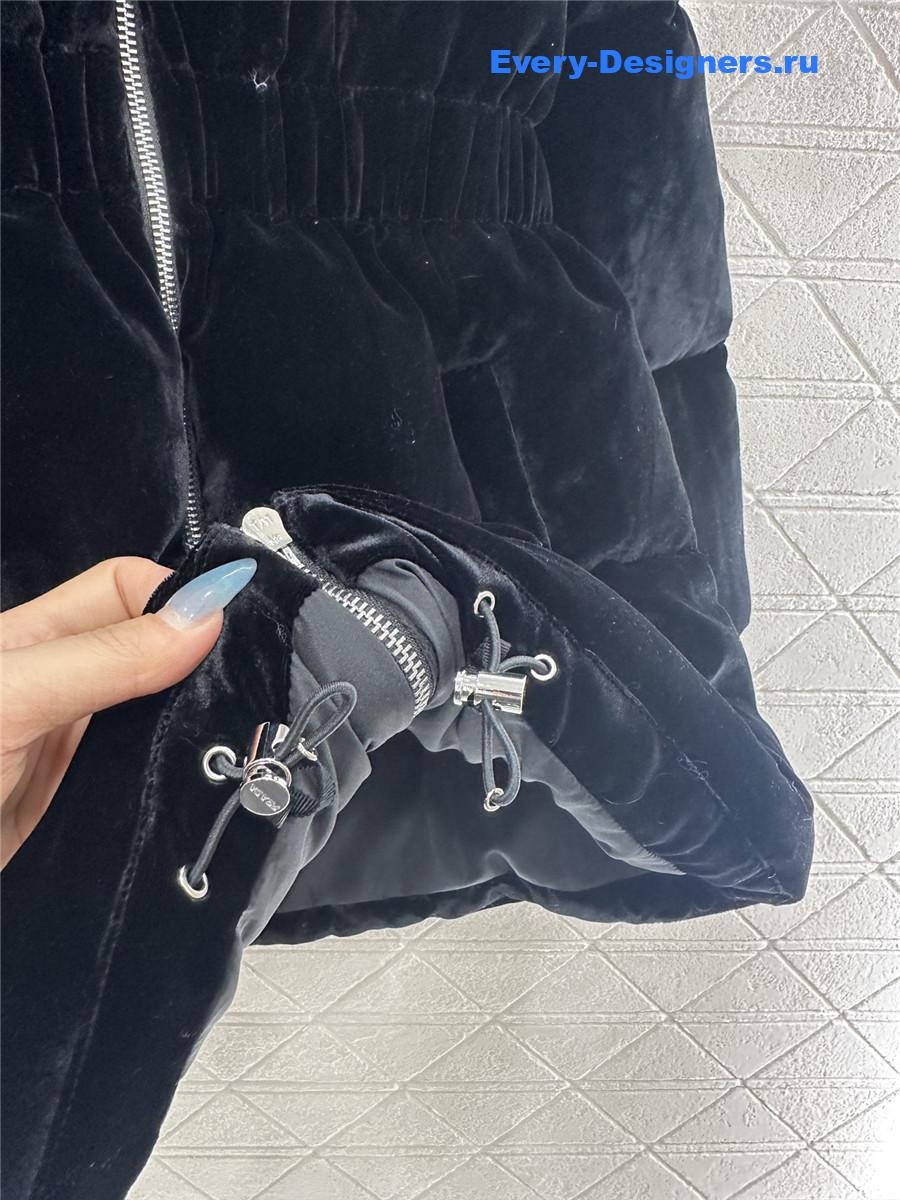 Pra*a navy velvet down jacket