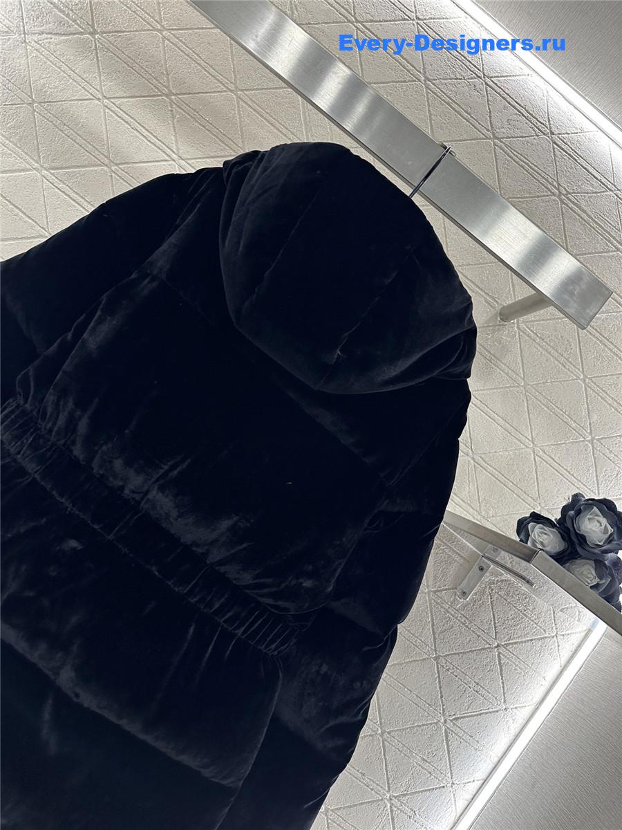 Pra*a navy velvet down jacket