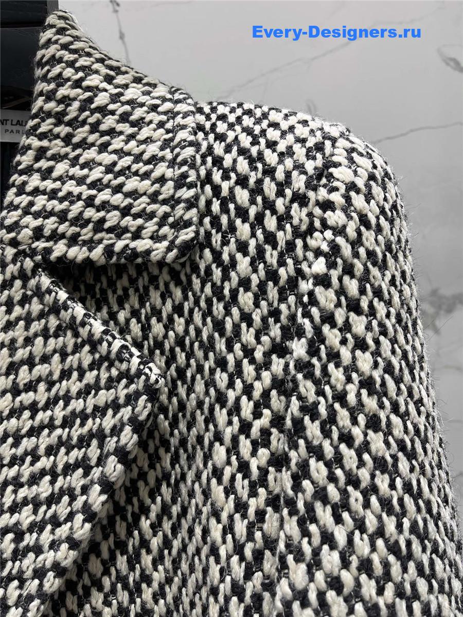 Sa1nt Lau*nt tweed power shoulder oversized coat