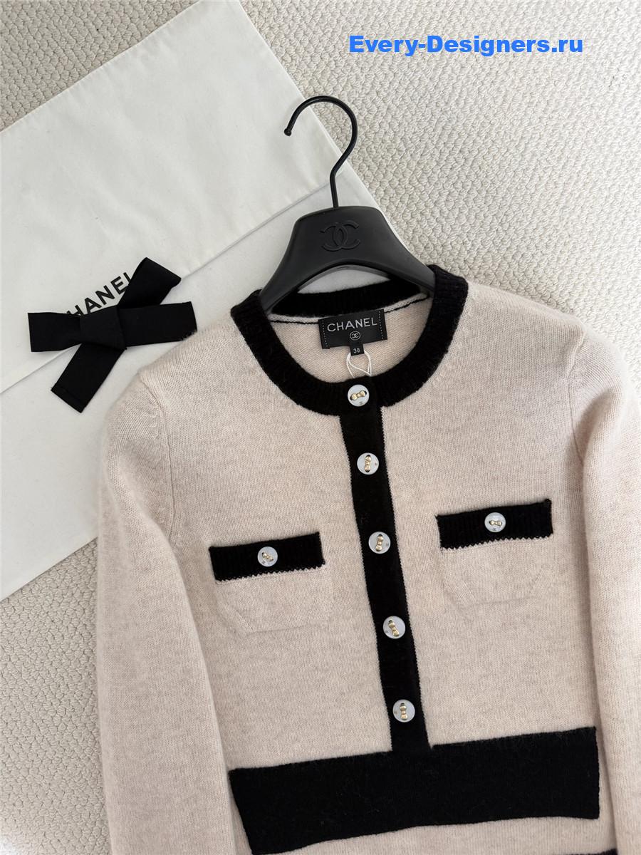 Ch**el crew neck soft textured knitted cardigan